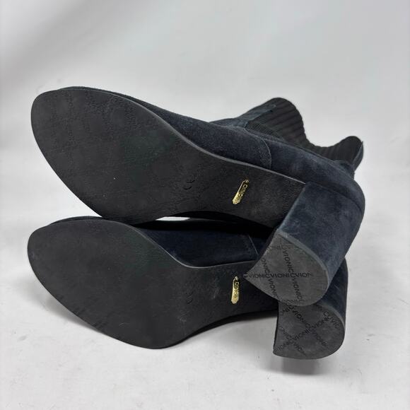 Vionic Suede Boot Size 8.5 Kaylee Side Knit Black Heeled Water Resistant - Picture 6 of 13